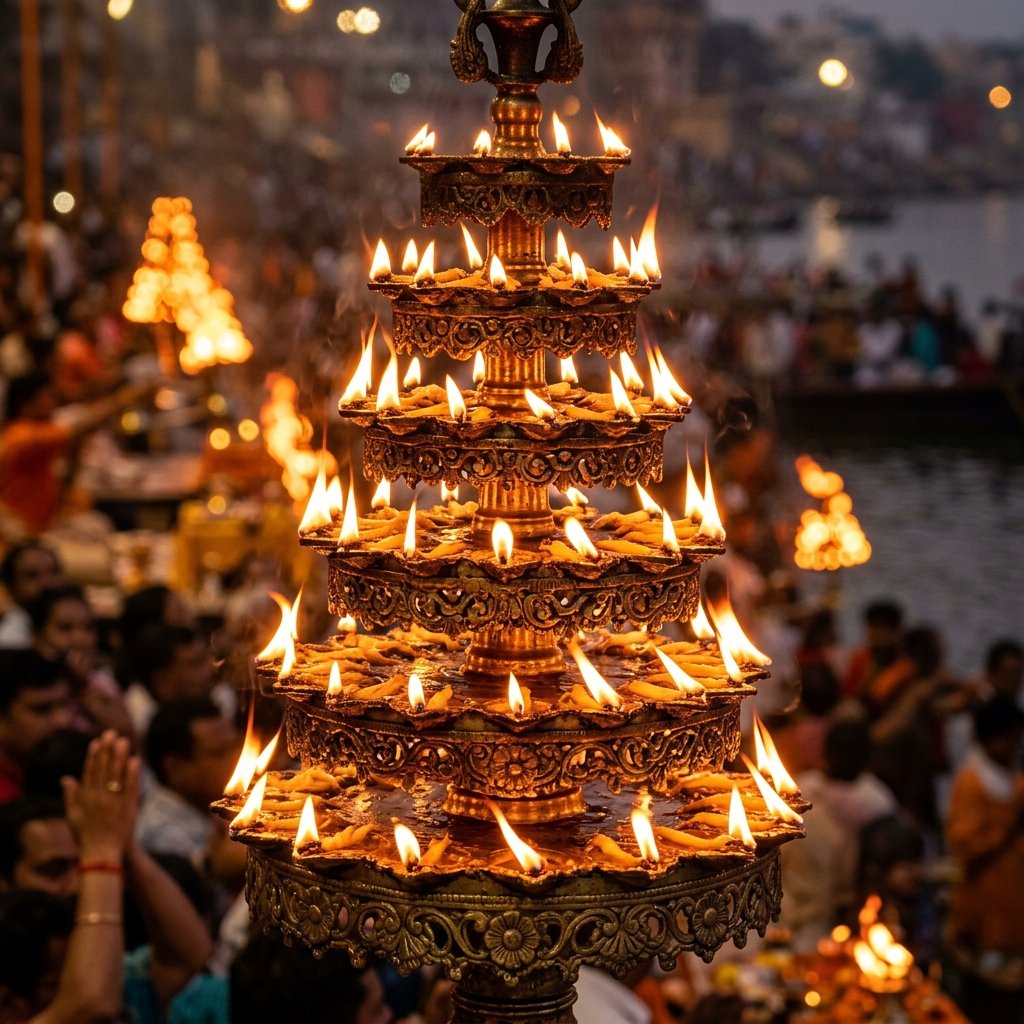 Ganga Aarti Lamp Detail